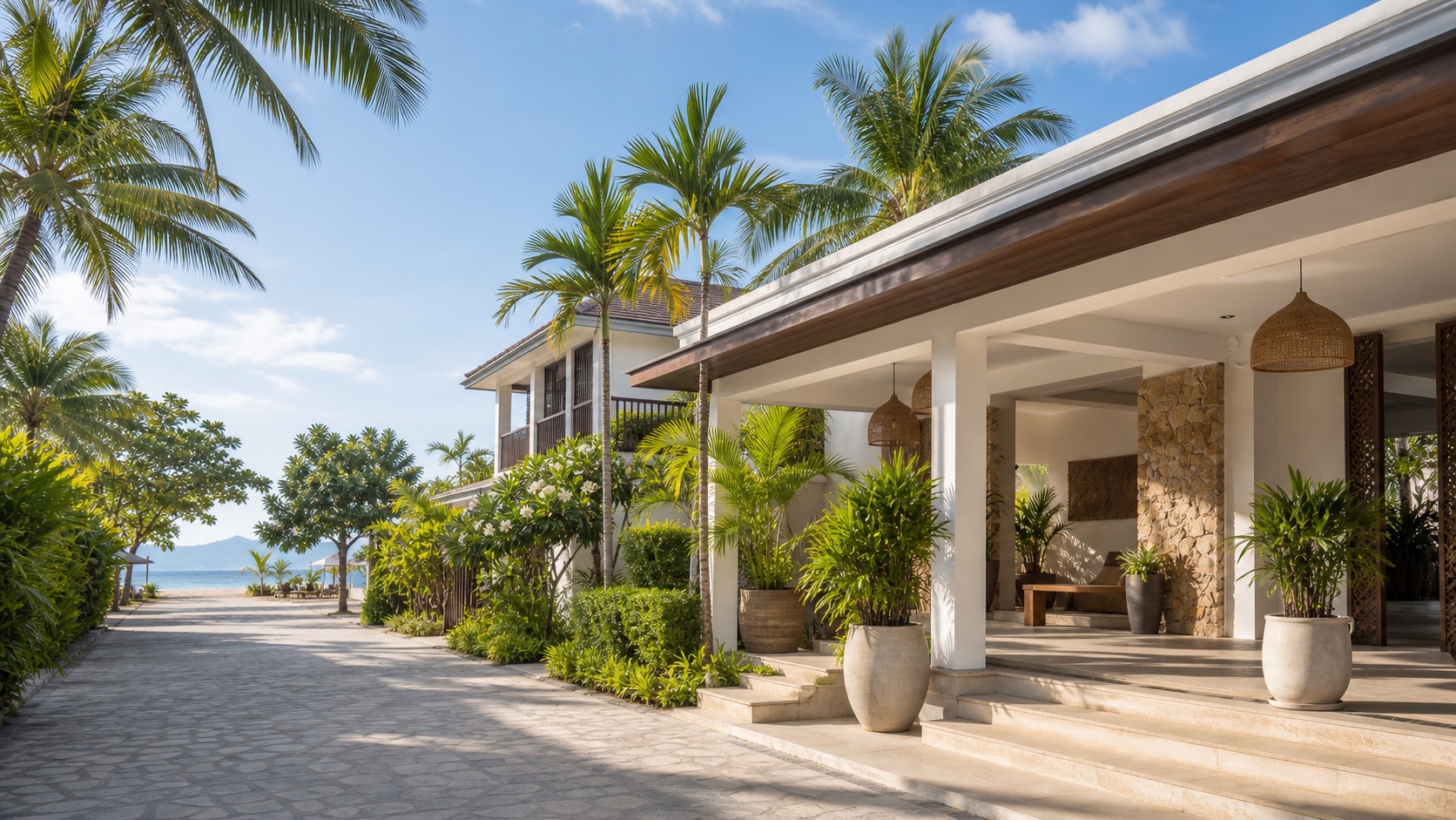 AI-assisted generic resort arrival illustration for a Krabi hotel guide